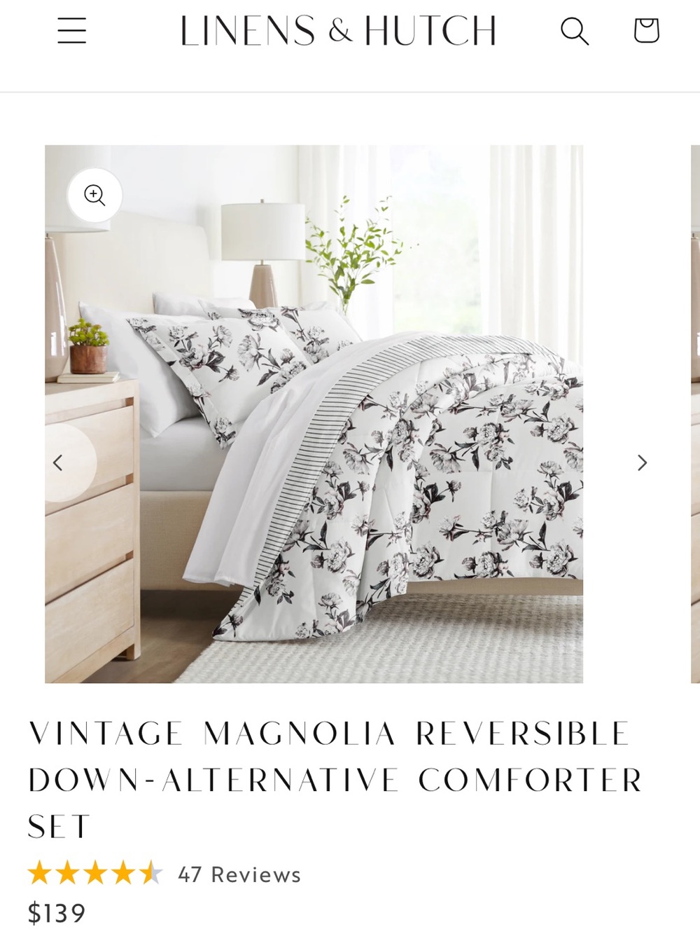 Linens and Hutch Magnolia Reversible Comforter